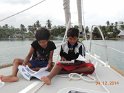 Kids aboard checking out our books.           